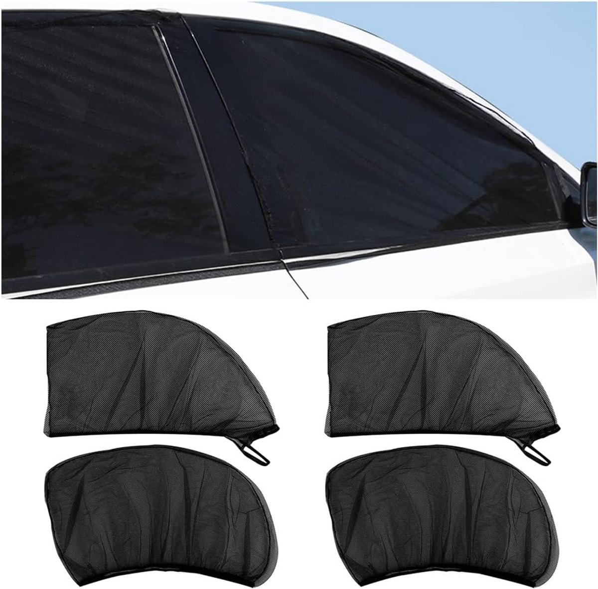 Auto zonnescherm UV-bescherming - rekbare nylon net - ademend en duurzaam - geniet van de frisse lucht - ShopVlot