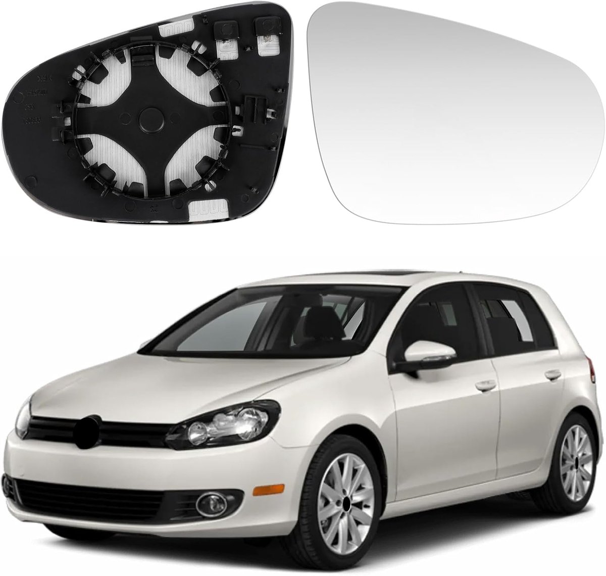 Vervangingsspiegelglas VW Golf 6 / Touran - Verwarmd - Asferisch - Eenvoudige installatie - ShopVlot