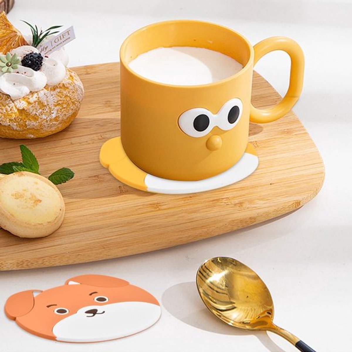 6 stuks onderzetters van siliconen kat en hond, schattige onderzetters antislip en hittebestendig, wasbaar, herbruikbaar, voor koffie, thee, wijn, keuken, tafel, kantoor, cadeau