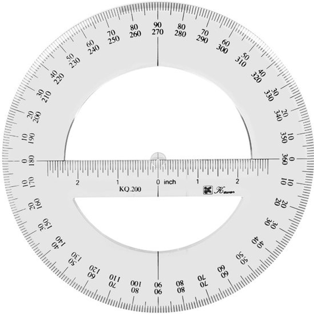 Gradenboog 360 Graden - Plastic Meetgereedschap - Ronde Heerser - 20 cm Diameter - Duurzaam - Geschikt voor School/Kantoor - Meetlat