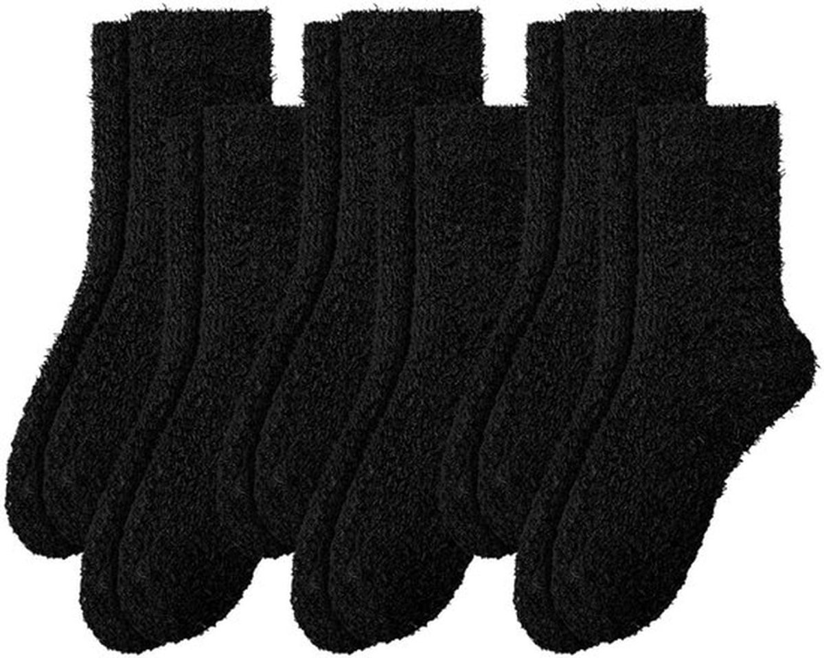Knuffelsokken 6 Paar - Thermosokken Dames 35-40 - Warme Sokken - Zwarte Sokken - Ademend - Zachte Stof