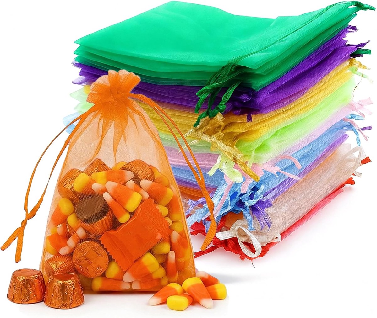 Geschenkzakjes 15 x 10 cm - kleurrijk nylon - transparant design - perfect voor cadeaus - ShopVlot