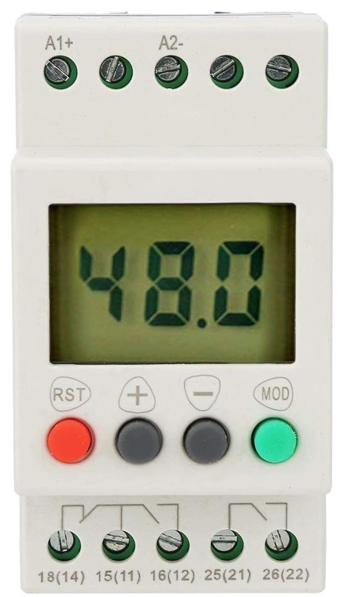 Enkelvoudig fase relais overspanning 20V-80V - onder spanning 0.1V-30V AC/DC - LCD-display voor real-time monitoring - ShopVlot