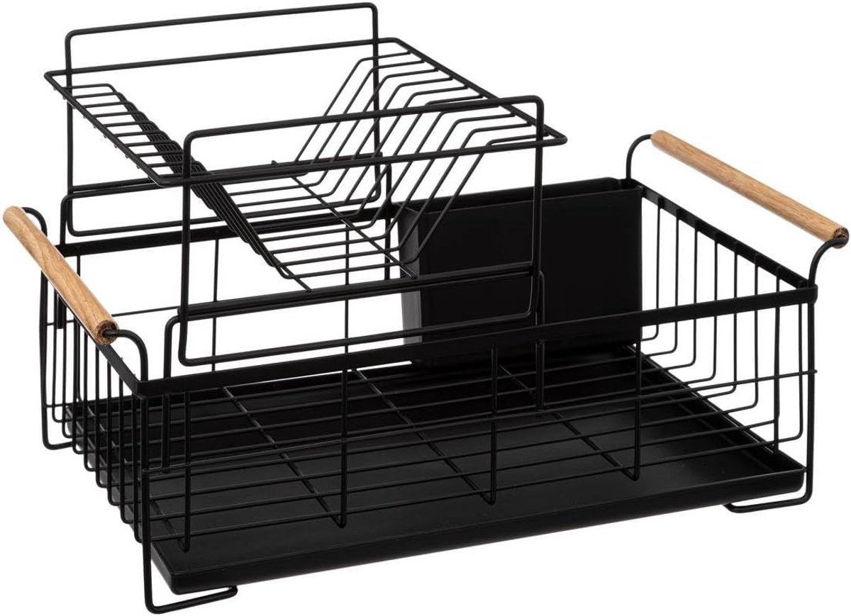 Afwasrek 2 niveaus - metaal - ruimtebesparend - ideaal voor keuken - ShopVlot