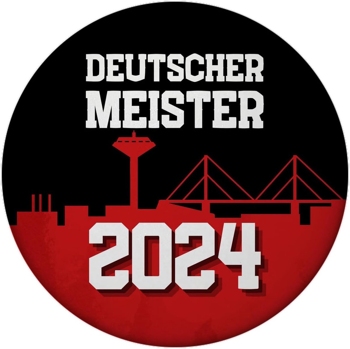 Magnet rond - Duitse kampioen 2024 - Leverkusen skyline - voetbal herinnering - ShopVlot