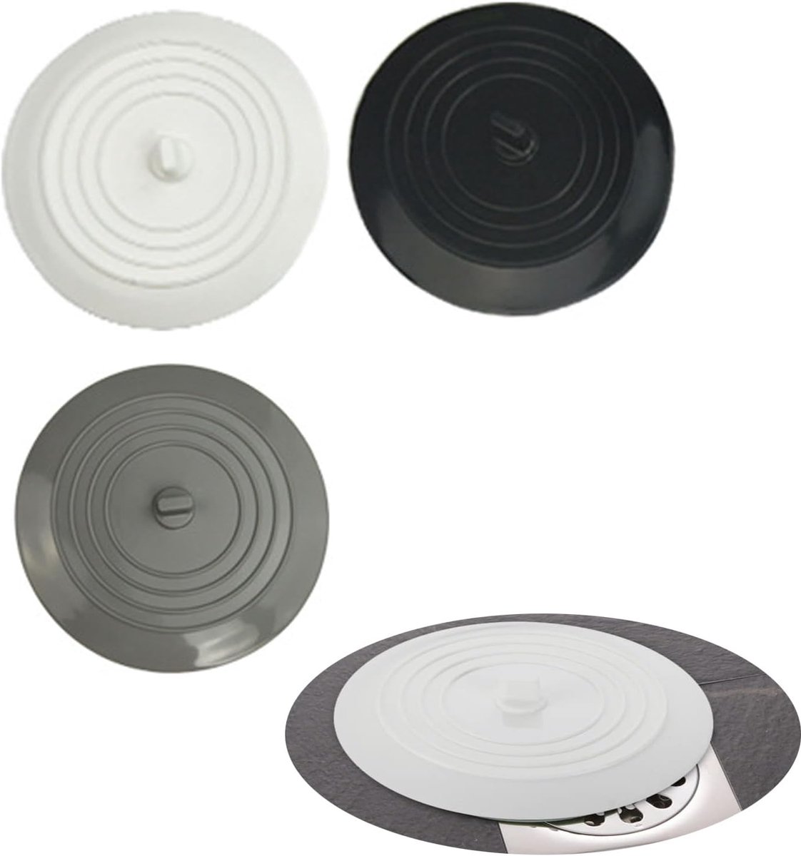 Silicone Drain Plug, 6 Inch Drain Plug, 3 Pieces, Silicone Bath Stopper, Drain Plug, Bathroom Plug for Kitchens - ShopVlot