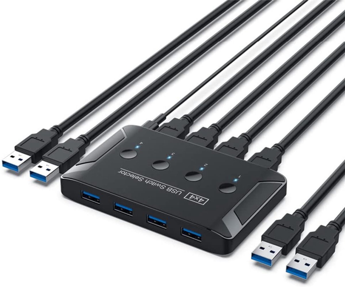 KVM USB 3.0 Switch Selector 4 Port PCs Parts 4 Devices for Keyboard Mouse Scanner Printer - ShopVlot