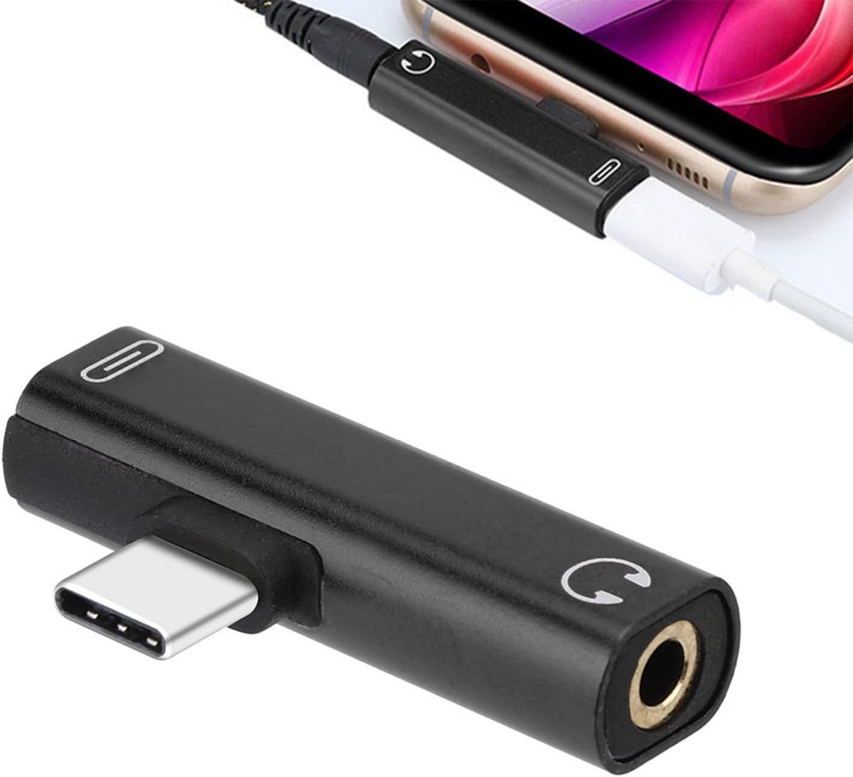 USB C to jack headphone adapter, charging 2-in-1 USB type C to 3.5mm jack audio aux adapter, headphone and charger - ShopVlot
