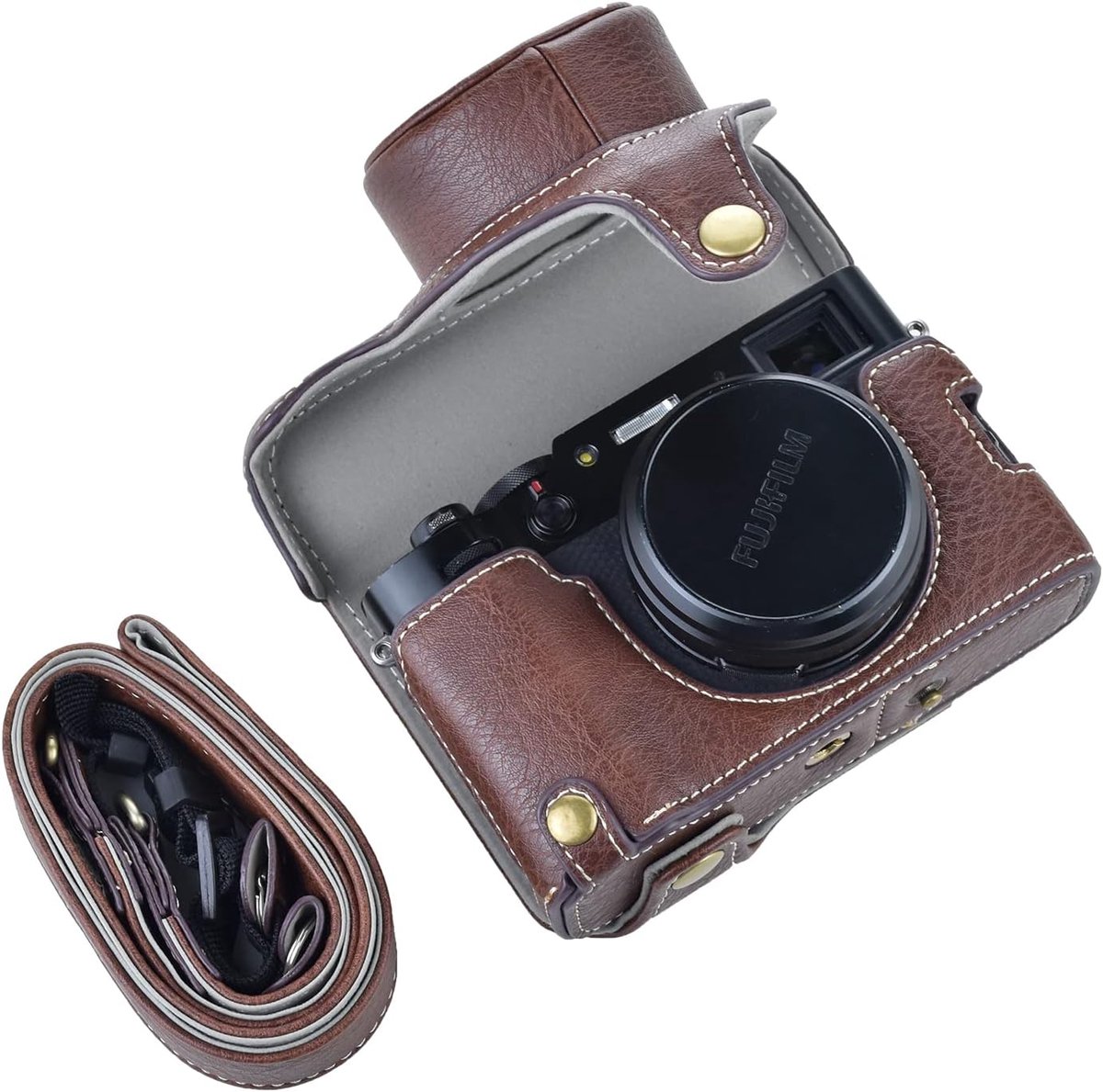 Rieibi X100V Camera Case, Vintage Leather Case for Fuji Fujifilm X100V Digital Camera, Protective Case with Strap and - ShopVlot
