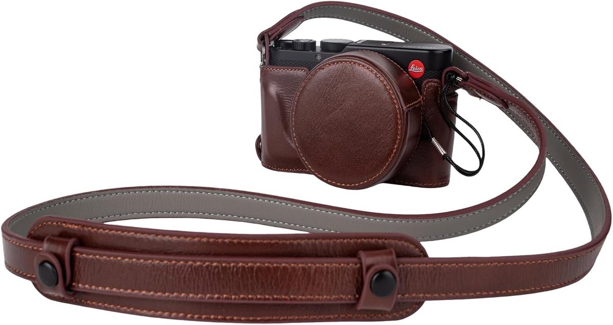 Rieibi Handmade Genuine Leather Camera Case Kit for Leica D-LUX8 Camera Case, Half Bag for Leica DLUX8 Bag with Front - ShopVlot