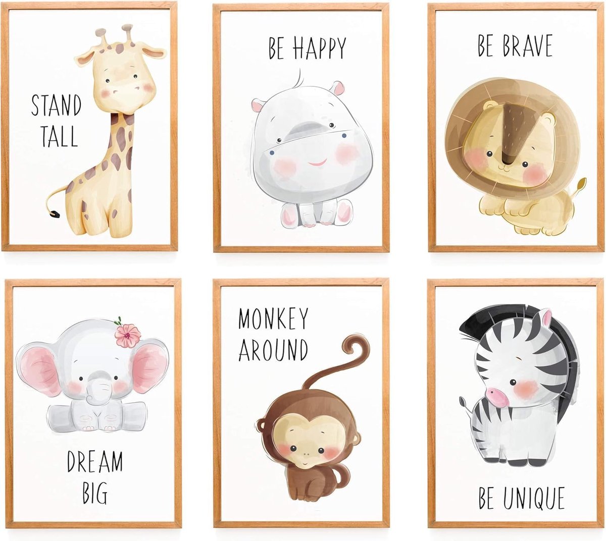 WIETRE Set of 6 Animals, Children's Room, Baby Room Decoration, Pictures for Boys and Girls Poster DIN A3 XXL Forest - ShopVlot