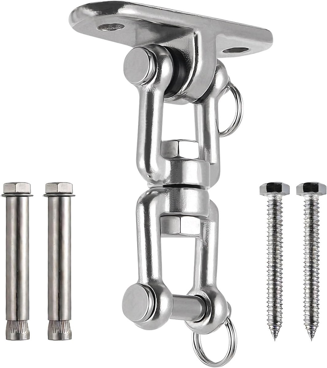 360° Draaibare Plafondhaak voor Zware Lading tot 500 kg - Ideaal voor Hangmatten, Yoga en Schommels - RVS Swing Bevestiging
