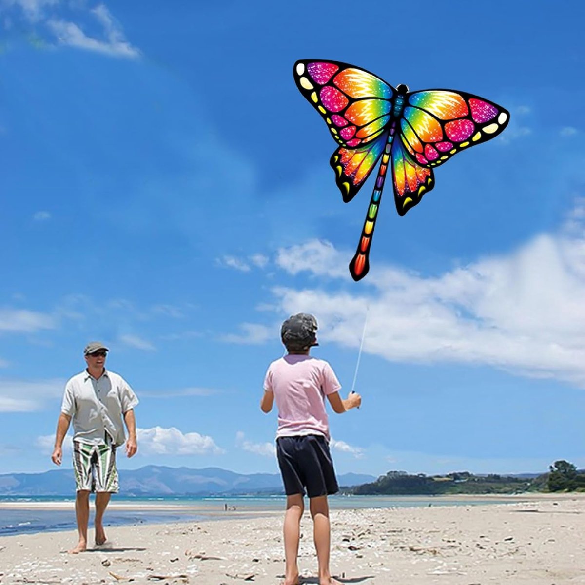 Butterfly Kite for Children and Adults, 104 x 119 cm, Single Line Kite, Large Kite, Butterfly, Butterfly, with Cord - ShopVlot
