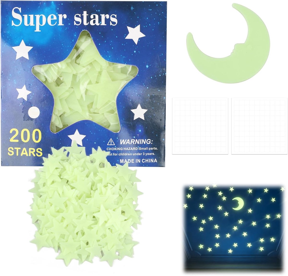 3D-lichtgevende sterren, muursticker voor kinderkamerdecoratie - ShopVlot