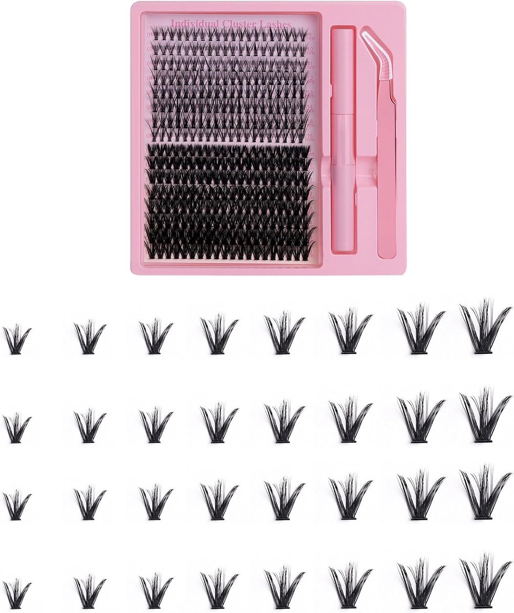 DAFNE 320 stuks wimperextensions, 20-50D cluster wimperextensions, kunstwimpers voor wimperverlenging thuis - ShopVlot