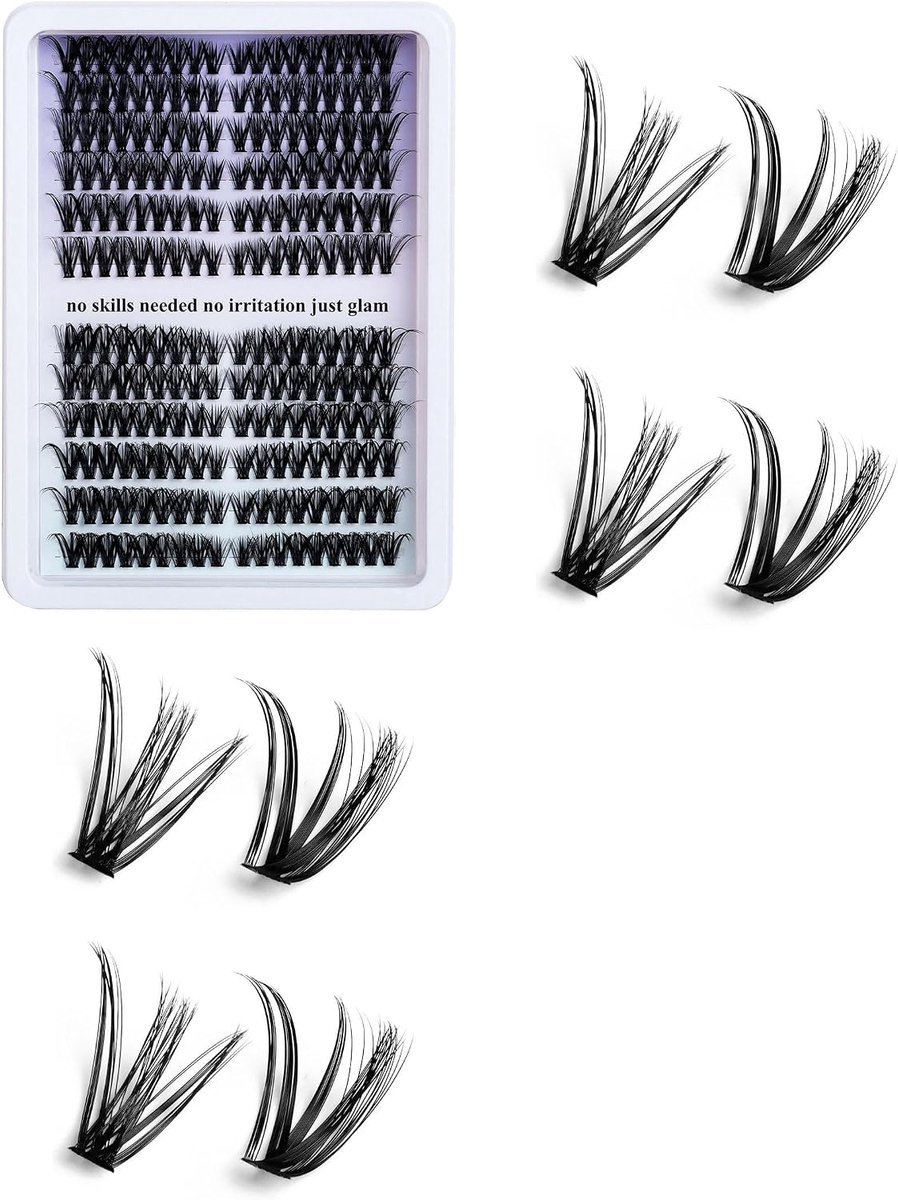 DAFNE 216 stuks wimperextensions, 50-60D cluster wimperextensions, kunstwimpers voor wimperverlenging thuis - ShopVlot