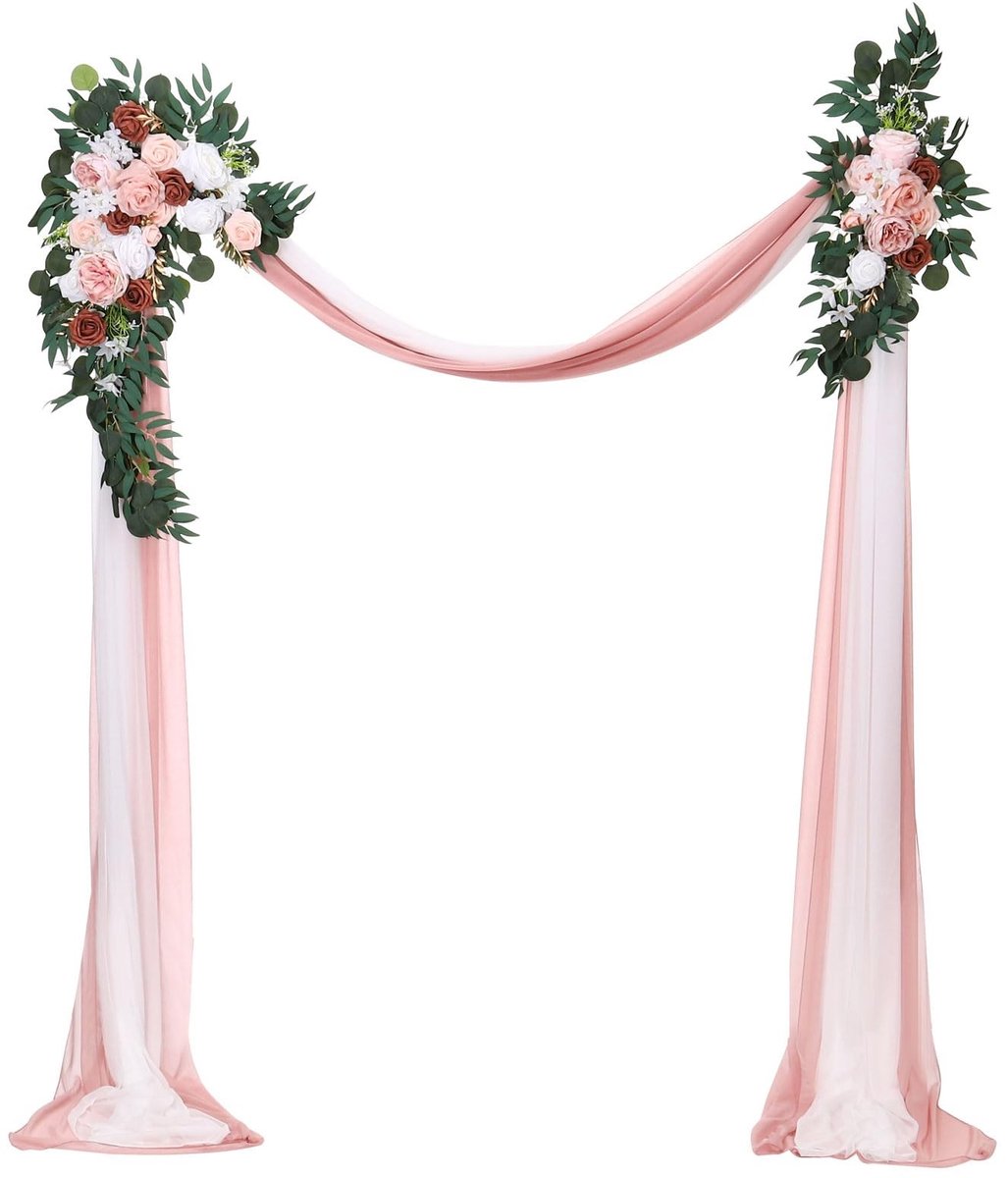 Solidchoice - Bruiloft Boog Drapering met Kunstbloemen en Gordijnen