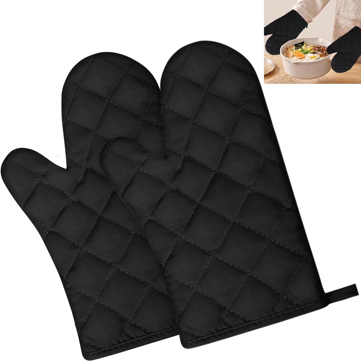 Ovenhandschoenen, ovenhandschoenen met antislip oppervlak, keukenhandschoenen, ovenwanten, beschermen de handen tegen - ShopVlot