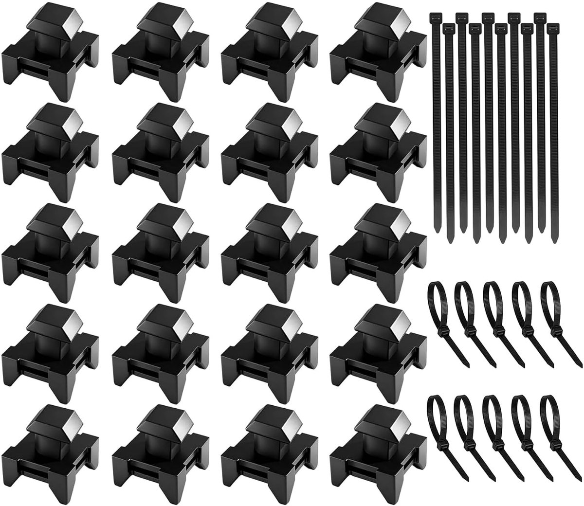 Kabelhouders van kunststof, 90° draaibaar, met 20 kabelbinders, voor 3D-printer, werkplaats, huis, zwart, 20 stuks - ShopVlot