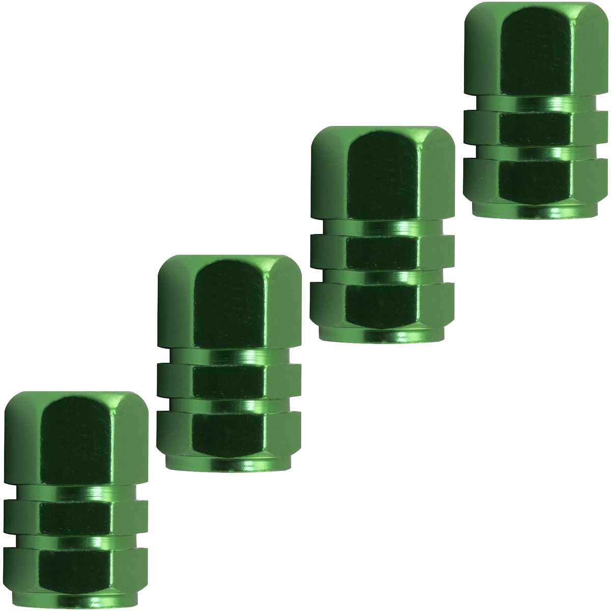 Solidchoice - Set van 4 Groene Ventieldoppen in Hexagonvorm voor Auto's