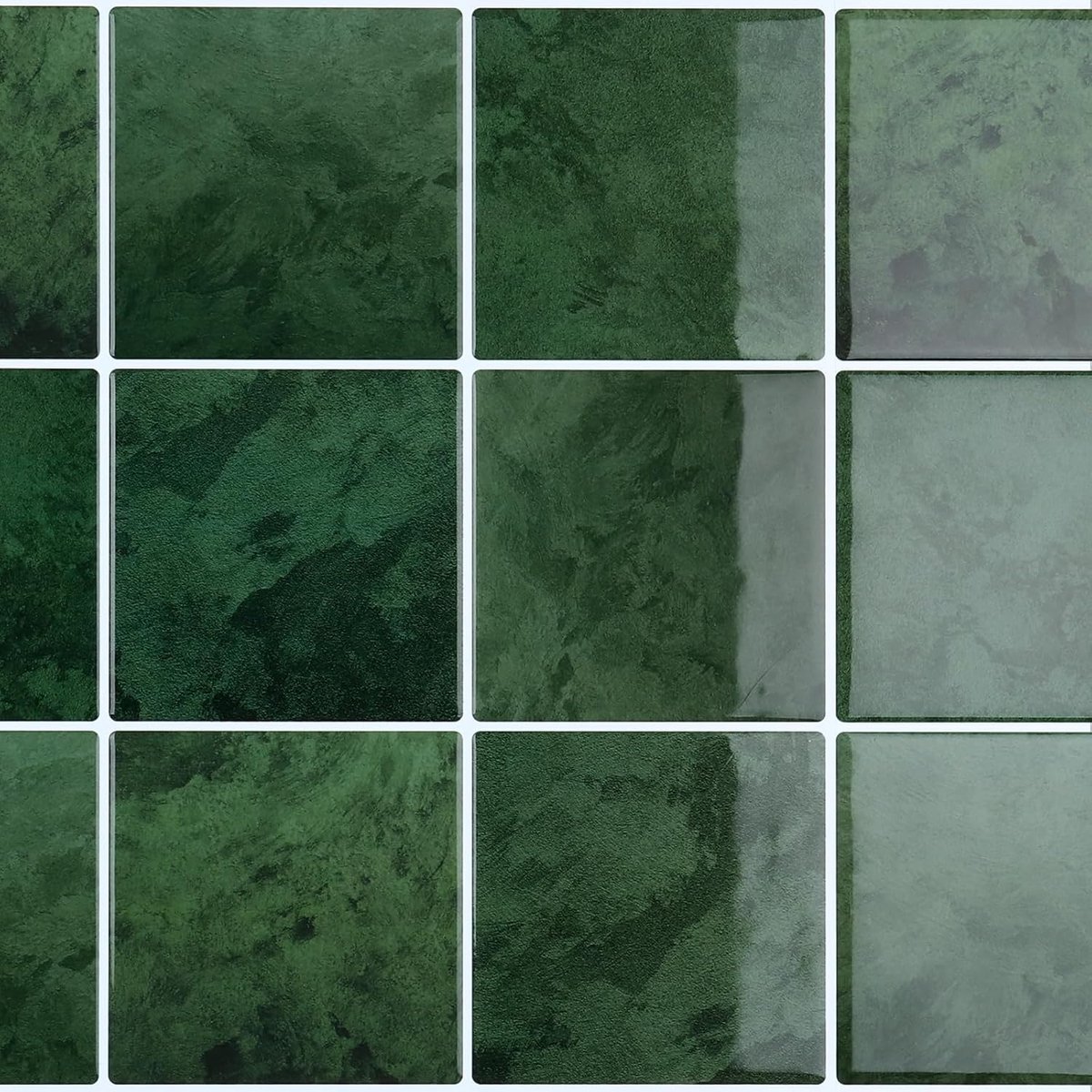 CRE8TIVE Green Marble Effect Self Adhesive Wall Tiles 30.5cm x 30.5cm 16 Pcs - ShopVlot