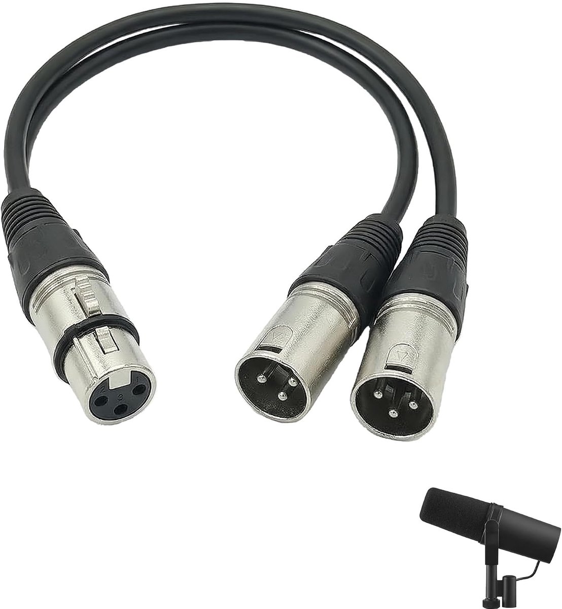 30cm XLR splitter cable microphone female to dual male plug Y splitter cable adapter - ShopVlot