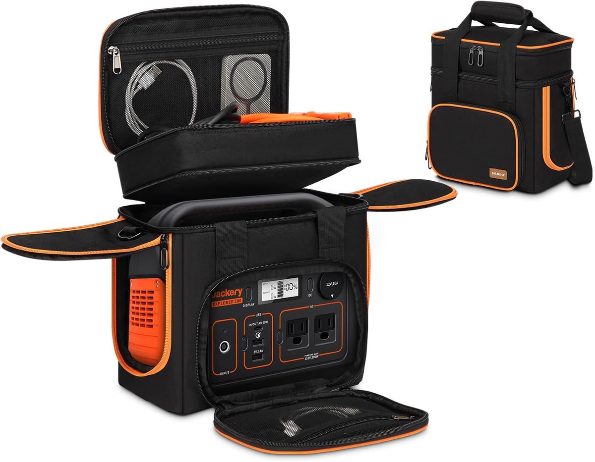 Portable Carrying Case Compatible with Jackery Explorer 300/300 Plus/240/240 V2/290/160, Flip Cover, Double Layer - ShopVlot