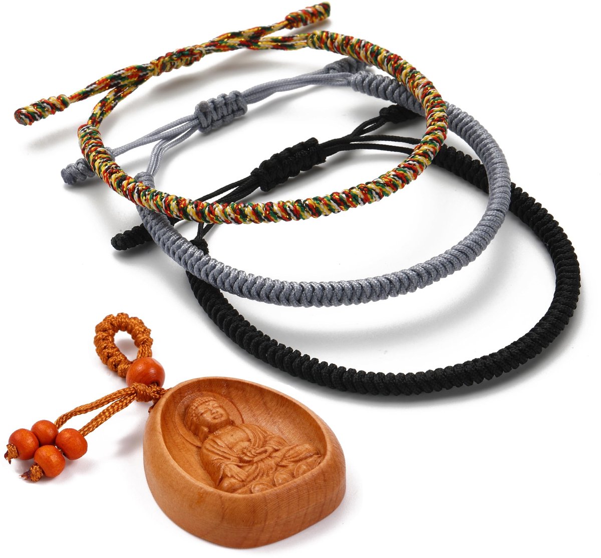 Solidchoice - 3 Tibetaanse Geluksarmbanden met Boeddhistisch Cadeau