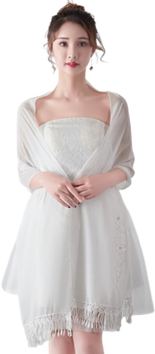 Elegante Tulle Sjaal en Stola voor Dames - Geborduurde Bloemen Pashmina Wrap
