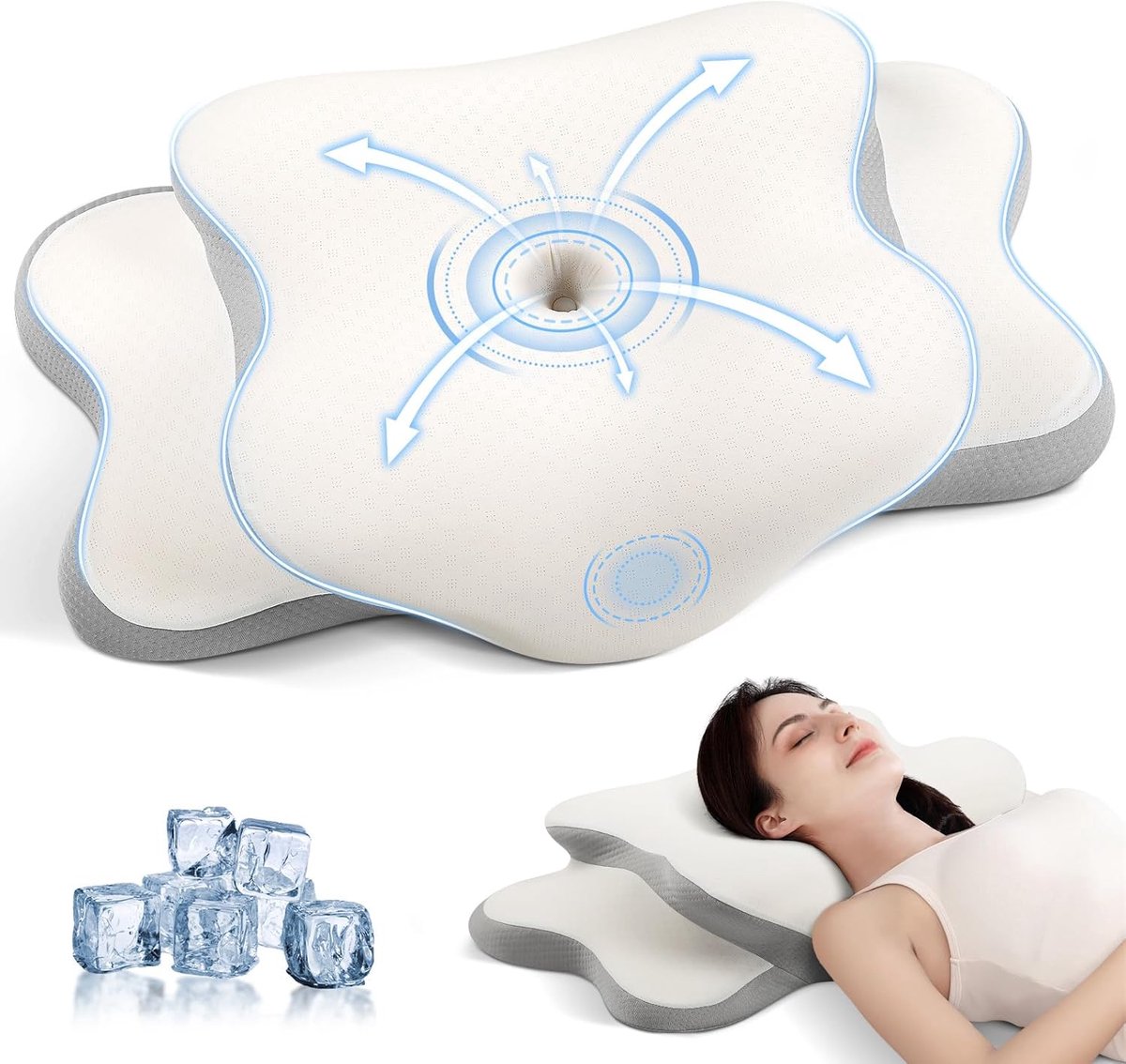 A-Pce Memory Foam Ergonomic Pillows for Sleeping, Light White - ShopVlot