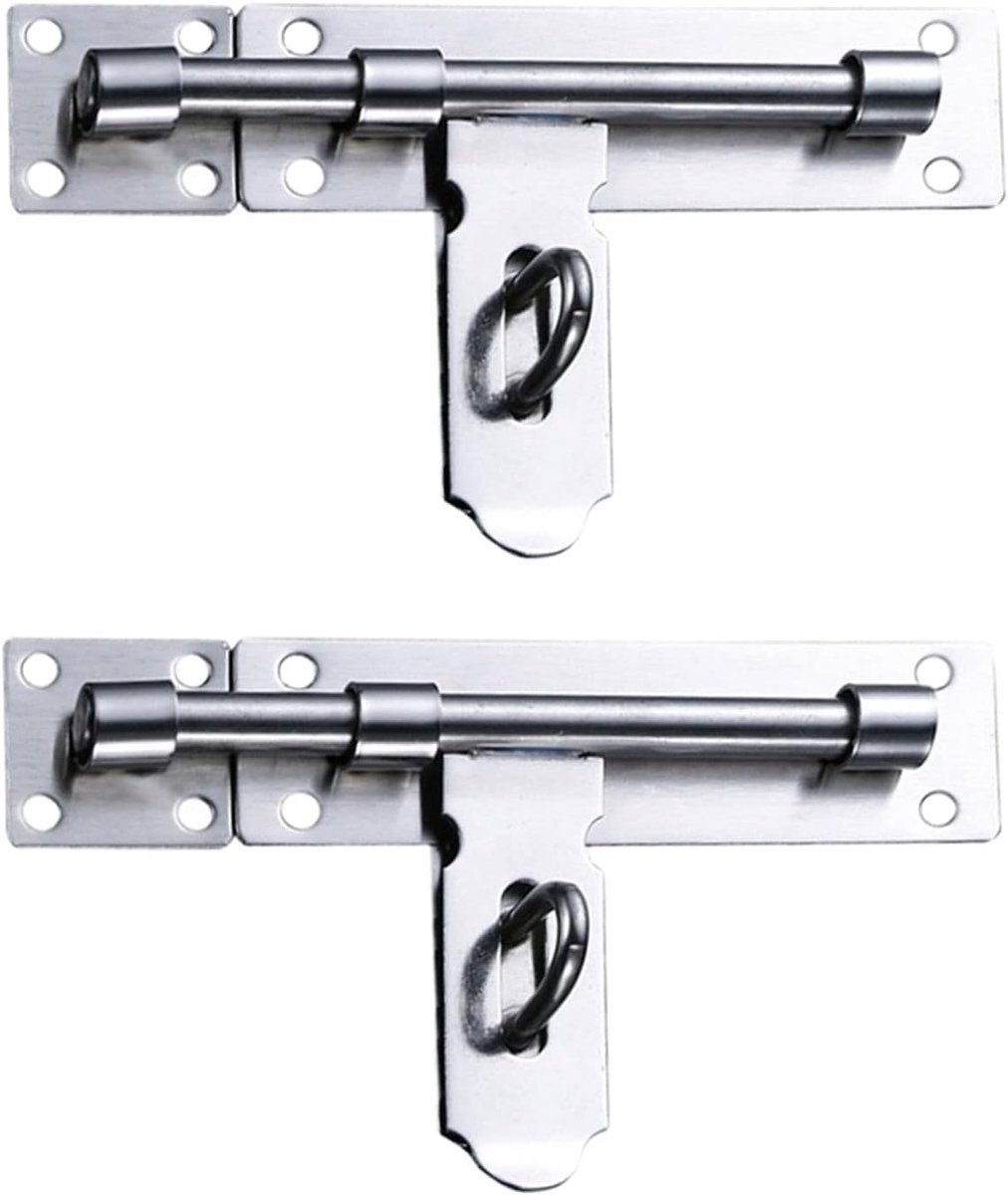 2pcs Stainless Steel Security Door Lock, Door Lock Bolt, Sliding Door Lock, Suitable For Interior and Exterior Doors - ShopVlot