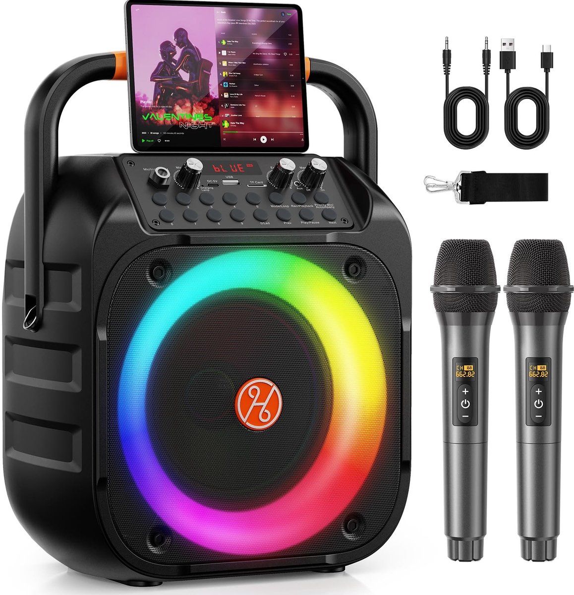 Solidchoice - Karaoke Systeem met 2 Draadloze Microfoons voor Thuisgebruik