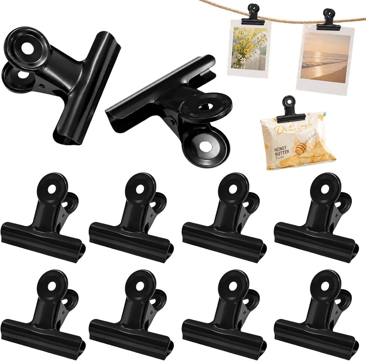 Bulldog clips 75 mm - zwarte metalen - roestbestendig - veilige bevestiging van documenten - ShopVlot