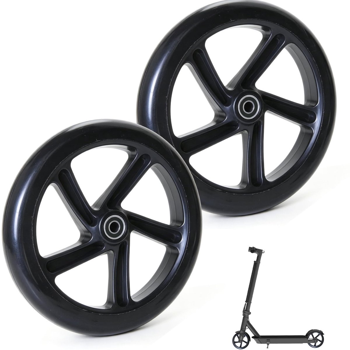 Solidchoice - Set van 2 Antislip Scooterwielen 200 mm met ABEC-9 Lagers