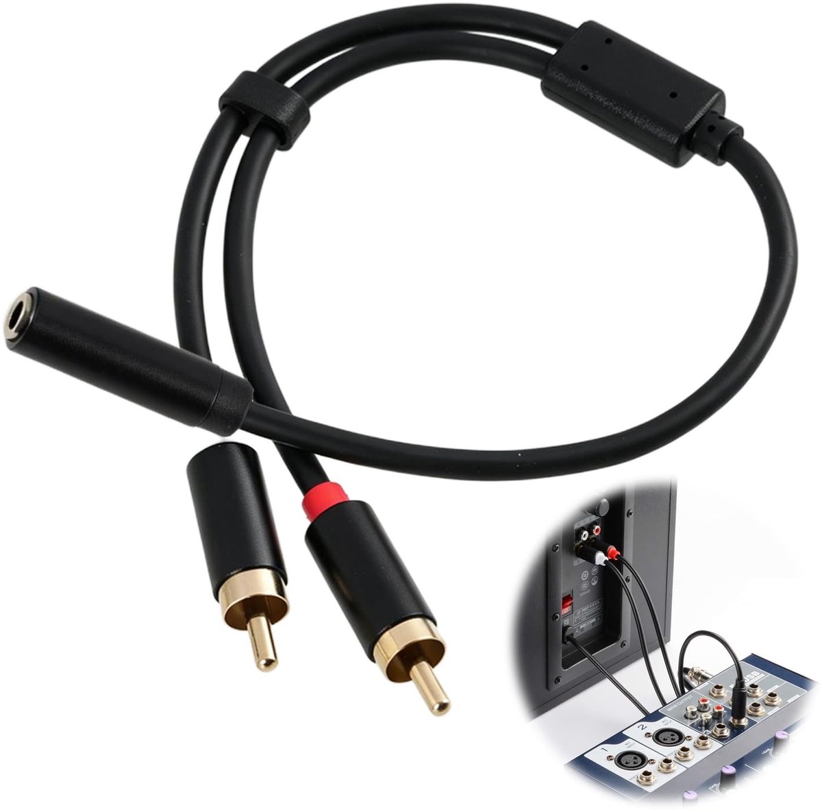 Solidchoice - 30 cm Stereo Audiokabel 3,5 mm naar 2x RCA