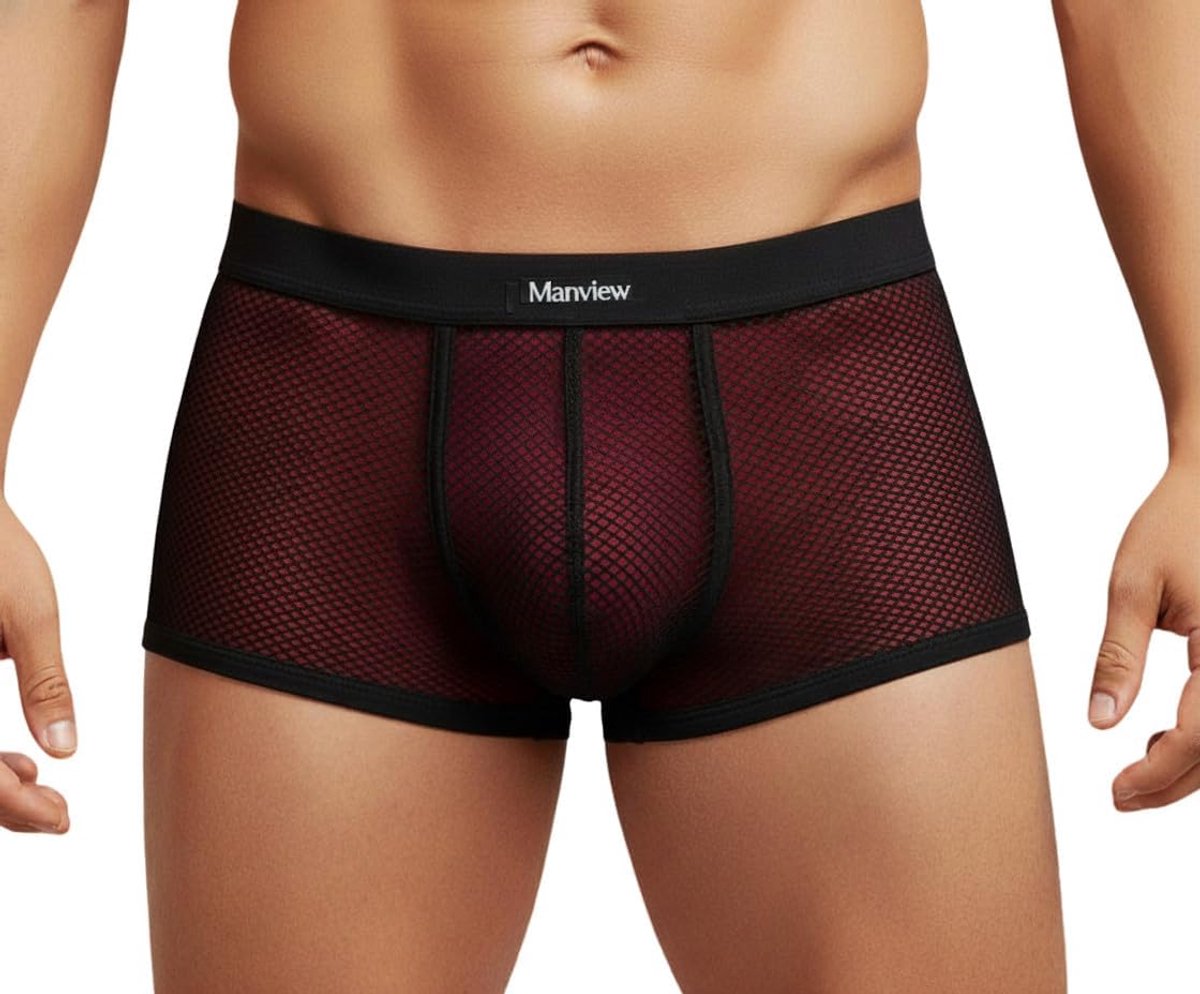 Boxer voor mannen transparant net zwart - comfortabel - sexy uitstraling - perfect voor speciale gelegenheden - ShopVlot