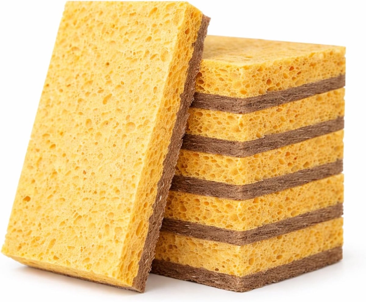 Vaatsponzen 6 stuks - Natuurlijke sisal en cellulose - Milieuvriendelijk - Voor servies en pannen - ShopVlot