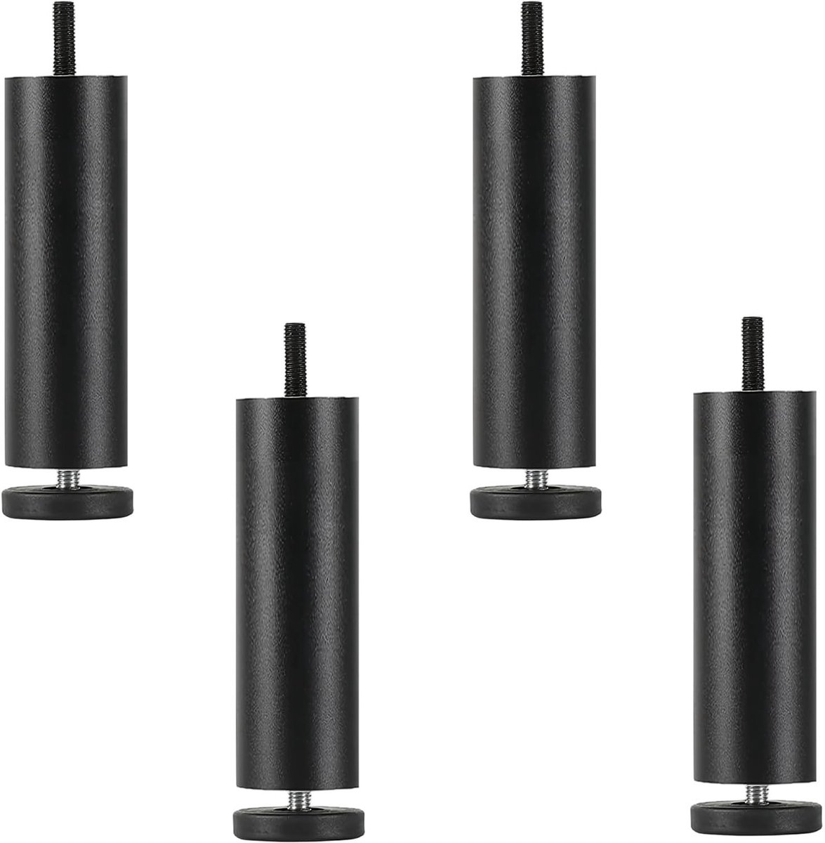 SnelShoppen - 4 Stuks Meubelpoten Aluminium Leggen, 15 cm Hoogte Verstelbaar, Zwart, Voor Bank, Bureau, Kast, Robuust en Duurzaam