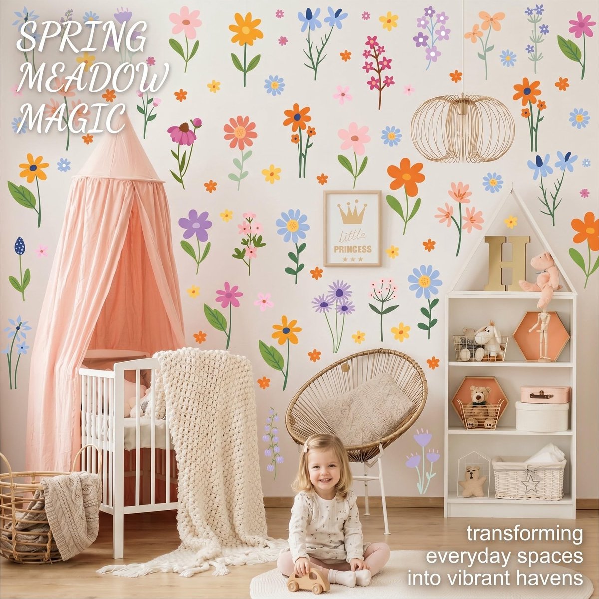 Solidchoice - 102 Stuks Bloemen Muurstickers voor Lentedecoratie