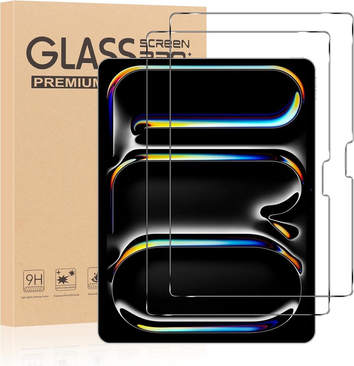 Displaybeschermfolie voor iPad Pro 13 inch - gehard glas - 9H hardheid - luchtbelvrij, 2 stuks - ShopVlot