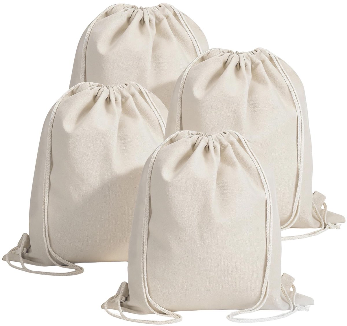 Solidchoice - Set van 4 Canvas Sporttassen met Touwsluiting