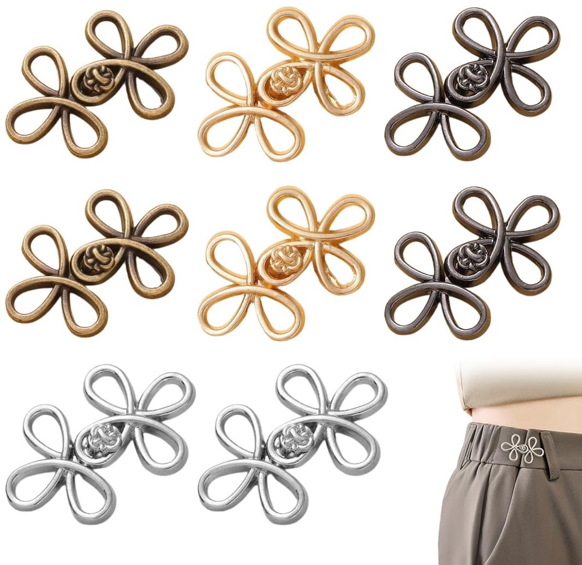 Solidchoice - Set van 8 Verstelbare Broekclips voor Jeans