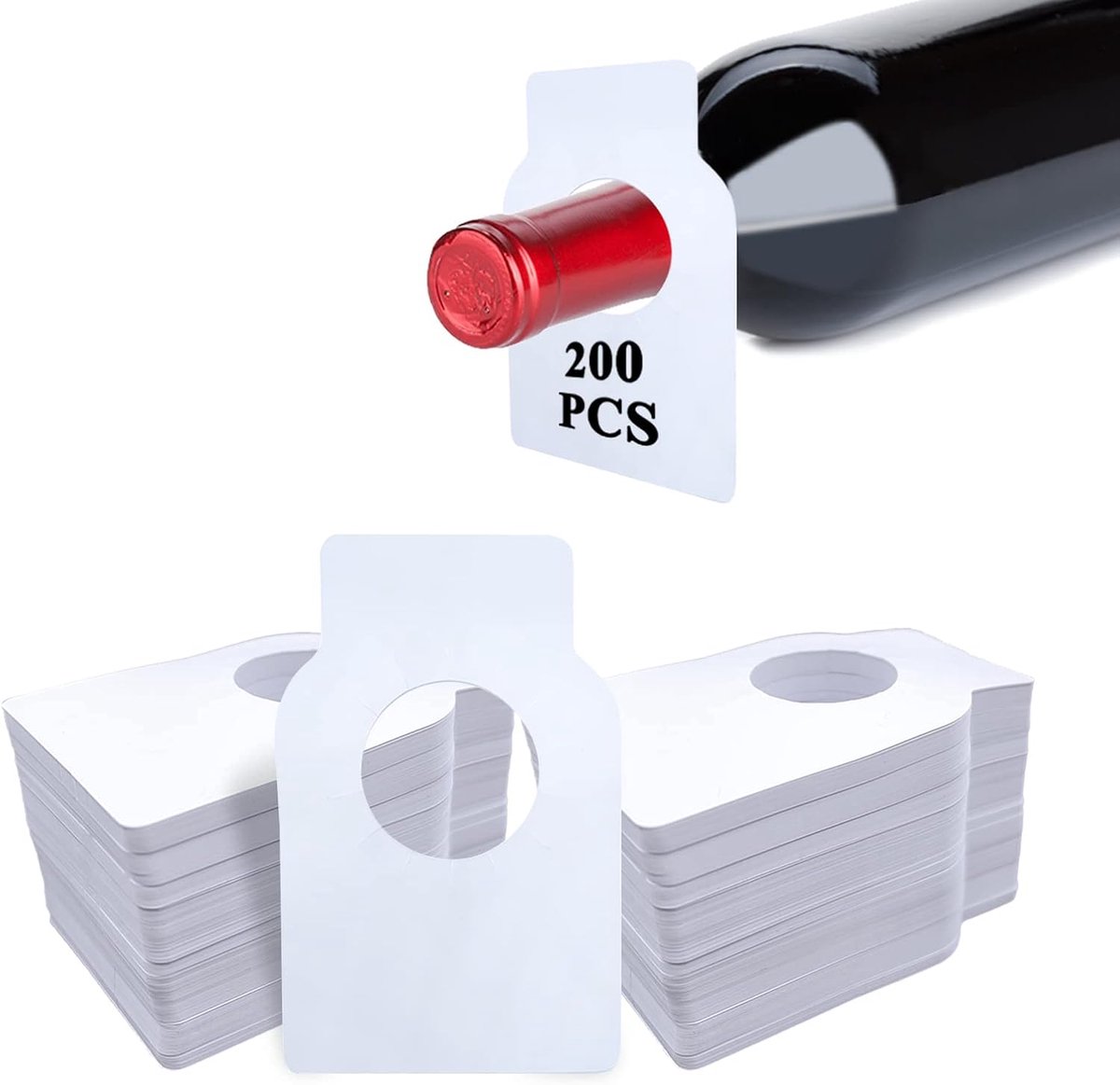 Wijnfleslabels 200 Pack - Dubbelzijdig PVC - Waterdicht en sterk - Perfect voor wijnorganisaties - ShopVlot