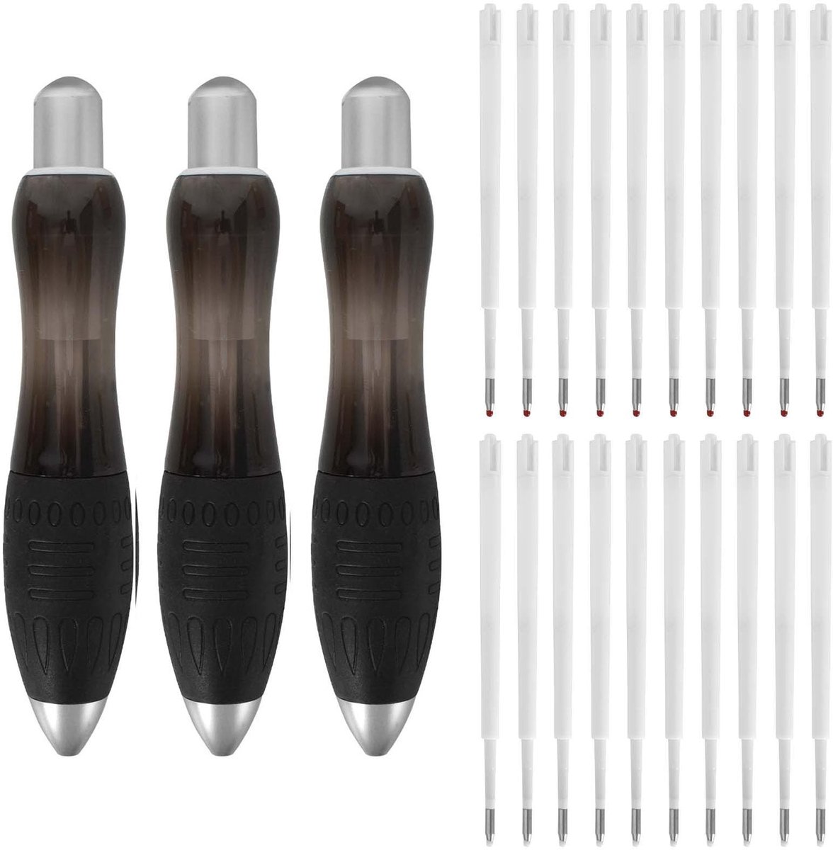 Solidchoice - Set van 3 Grote Balpen met 20 Navullingen, Ergonomisch Ontwerp