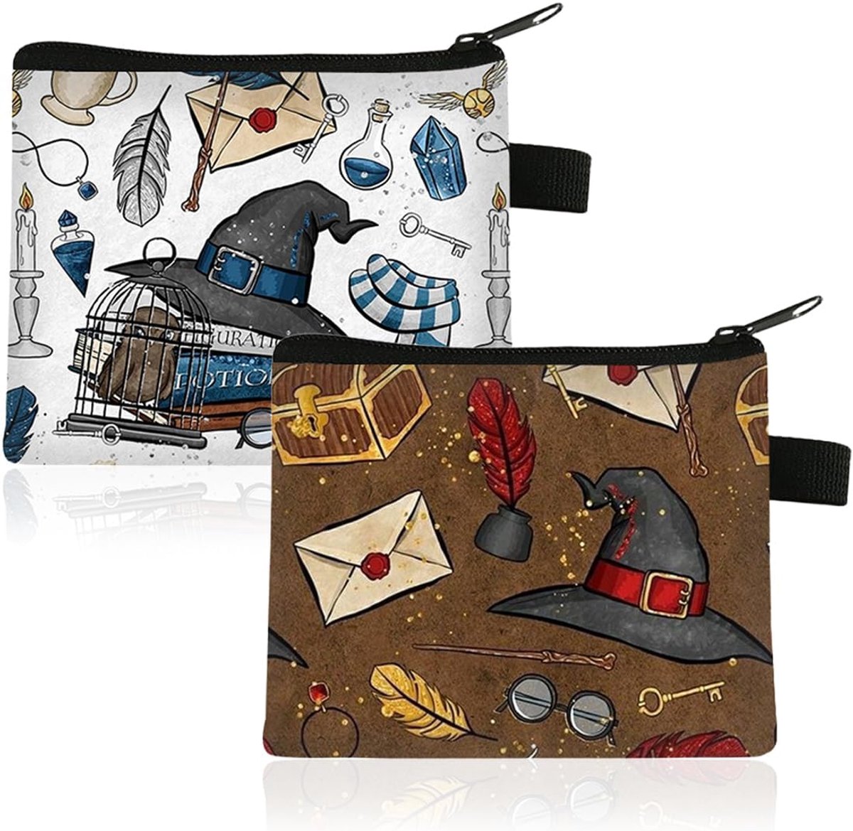 Mini-portemonnee canvas - magische tekeningen - voor munten en kaarten - ideaal voor avontuurlijke zielen - ShopVlot
