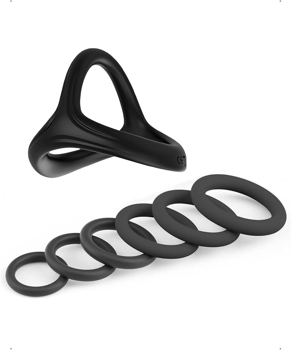 Siliconen Erectie Ring 7Pcs - 6 Maten - Elastisch en Veilig - Versterkt Erectie en Verlengt Seksuele Intercourse - ShopVlot