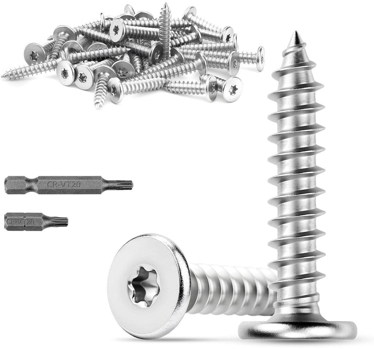 Houtschroeven M5 x 40 mm - RVS - Zelftappende Torx - Ideaal voor meubels - ShopVlot