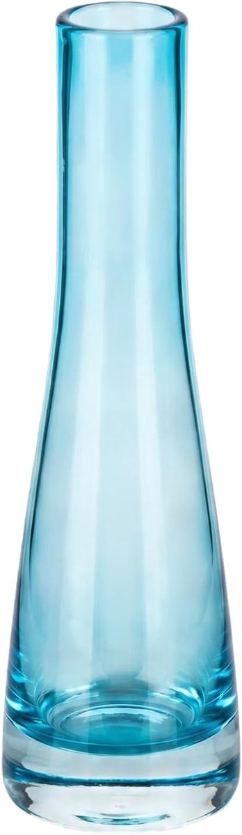 SnelShoppen - Handgemaakt Glazen Bud Vaasje - Decoratieve Vaas voor Één Steel - Blazen Glas - Bloemenvaas voor Bloemarrangementen - Blauw - Perfect vo