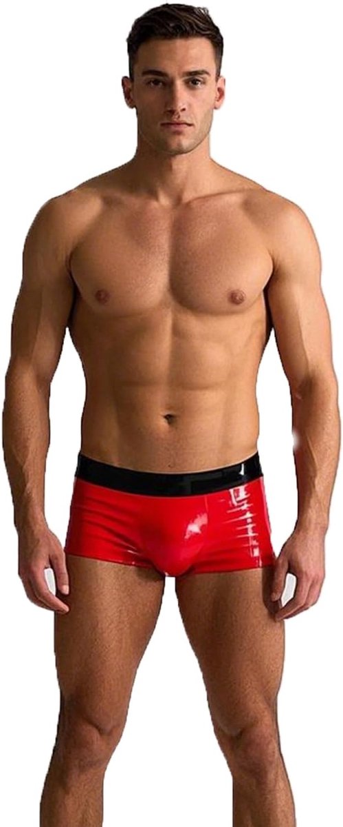 Boxershorts voor mannen - rode latex rubber - sexy uitstraling - ideaal voor cosplay en feesten - ShopVlot