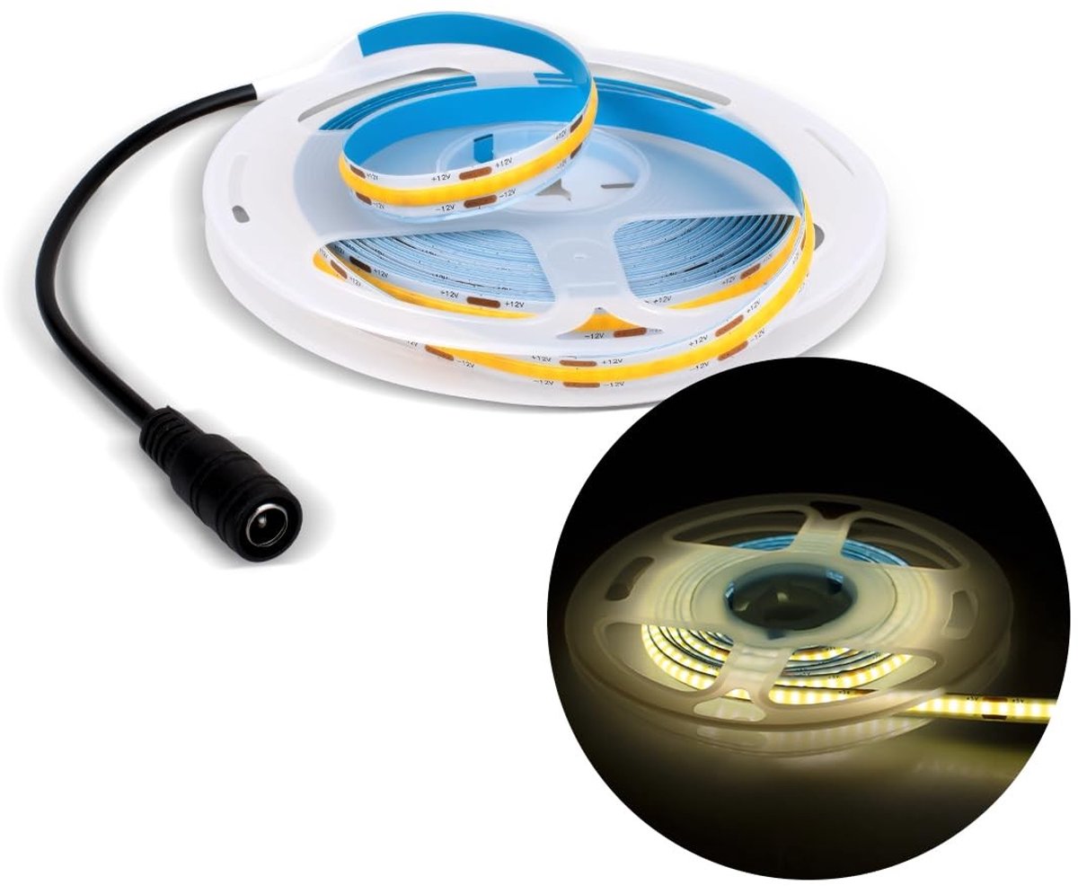 Solidchoice - 5M COB LED Strip met DC Connector en 320 LEDs/m